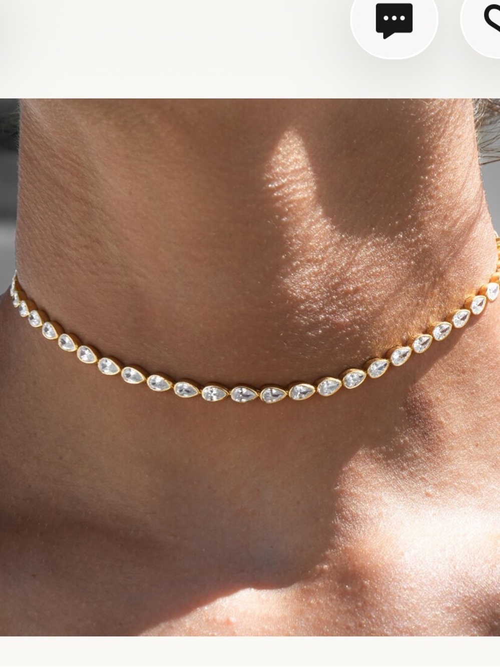 Pear Diamond Moissanite Tennis Choker - Gold
